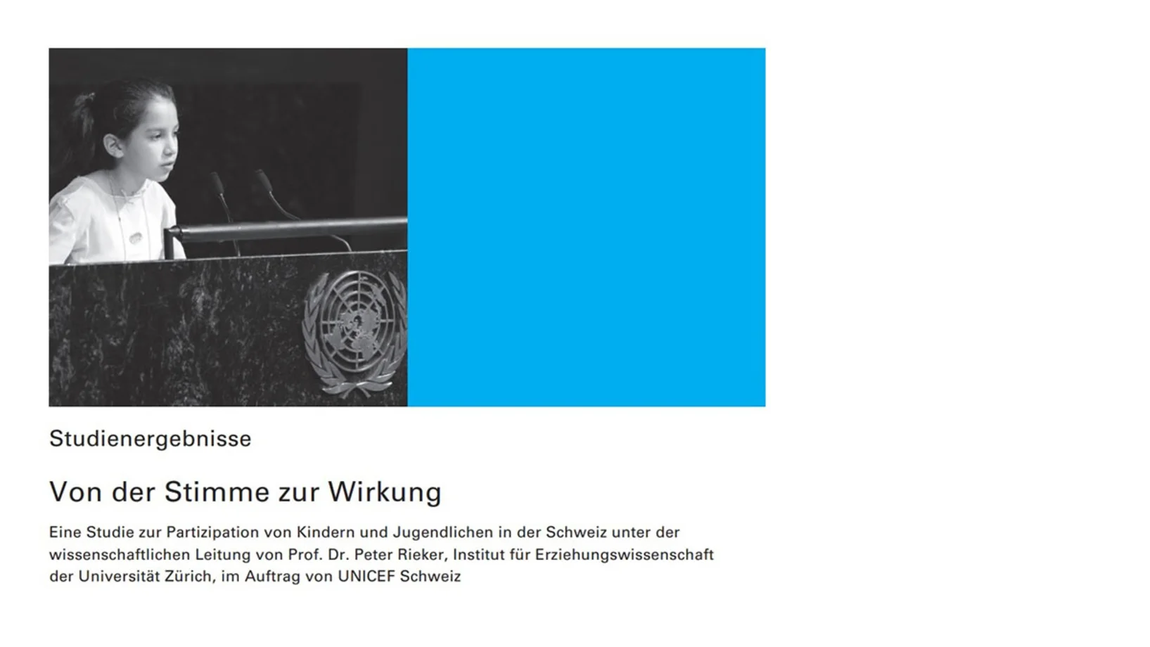 Von der Stimme zur Wirkung, Studie UNICEF